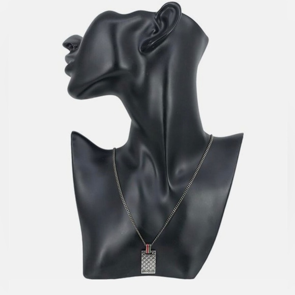 Vintage Gucci Stripes Diamantissima Tag Plate 925 Silver Pendant Chain Necklace - Picture 3 of 12